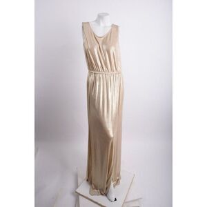 Akris Womens Long Dress Liquid Jersey Sleeveless Gown Sz 8 Gold Bronze NWT